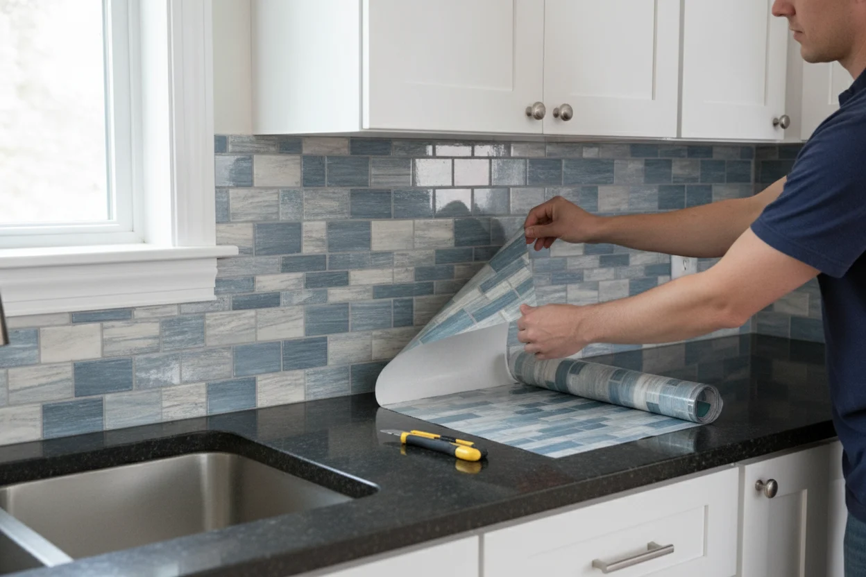Install Peel and Stick Backsplash Tiles 