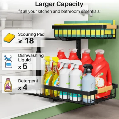 Kitstorack 2-Tier Under Sink Sliding Organizer