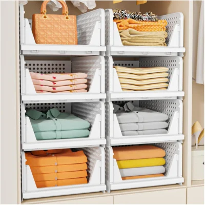 Stackable Closet Organizer Basket (5-Pack)