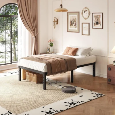 Neslime 18″ Metal Twin Bed Frame with Storage