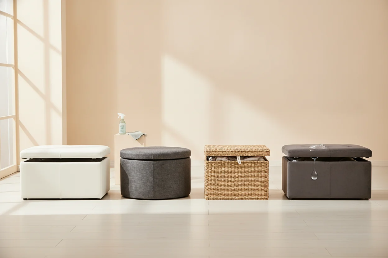 Best Storage Ottoman Materials for Easy Cleaning | Simple Home Nest Best Storage Ottoman Materials for Easy Cleaning